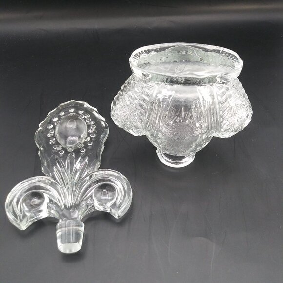 Vintage 1950s Perfume Bottle 7.5" Tall clear art glass Fleur De Lis Dauber EAPG! - Picture 10 of 10